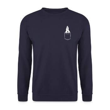 Hand + Dog Paw - High Five in Pocket - Unisex Sweatshirt - navy - Front - Alina (178cm) & Michal (187cm)