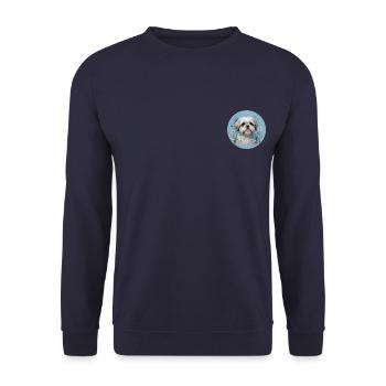 Blauer Shih Tzu - Unisex Pullover - Navy - Vorne - Alina (178cm) & Michal (187cm)