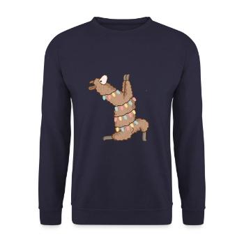 Joyeux Noël Lama Alpaga Cadeau De Noël - Sweat-shirt Unisexe - marine - Devant - Alina (178cm) & Michal (187cm)