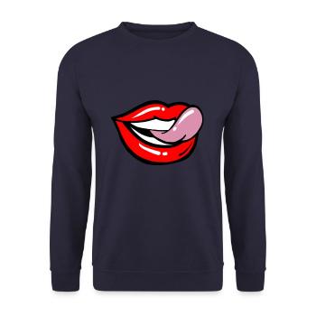 Lips lick - Unisex Pullover - Navy - Vorne - Alina (178cm) & Michal (187cm)