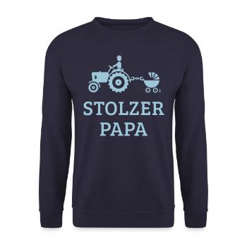 Stolzer Papa (Treckerfahrer Trecker Kinderwagen) - Unisex Pullover - Navy - Vorne - Alina (178cm) & Michal (187cm)