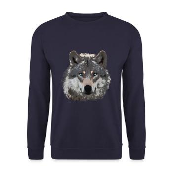 Wolf Fans Design Classique - pour les amateurs de loups - Sweat-shirt Unisexe - marine - Devant - Alina (178cm) & Michal (187cm)