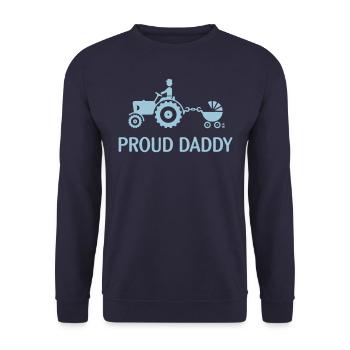 Proud Daddy (Tractor Driver & Pushchair) - Unisex Sweatshirt - navy - Front - Alina (178cm) & Michal (187cm)