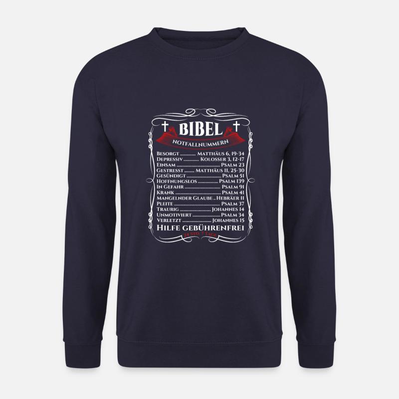 Jesus Christus Bibel Notfallnummern Christliches - Unisex Pullover - Navy