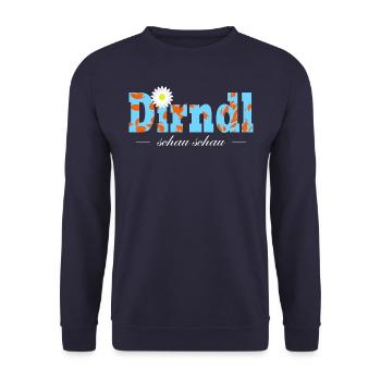 Dirndl schau schau Österreich Dialekt Wien - Unisex Pullover - Navy - Vorne - Alina (178cm) & Michal (187cm)
