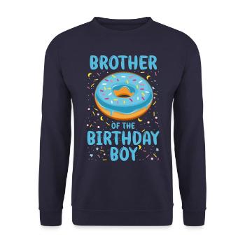 Brother of the birthday boy boy - Unisex Sweatshirt - navy - Front - Alina (178cm) & Michal (187cm)