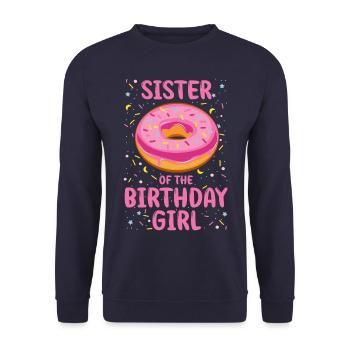 Sister of the birthday child girl - Unisex Sweatshirt - navy - Front - Alina (178cm) & Michal (187cm)