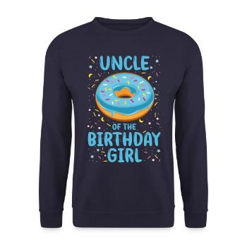 Uncle of the birthday child girl - Unisex Sweatshirt - navy - Front - Alina (178cm) & Michal (187cm)