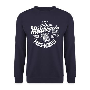 Motorcycle road trip Paris Monaco - Unisex Sweatshirt - navy - Front - Alina (178cm) & Michal (187cm)