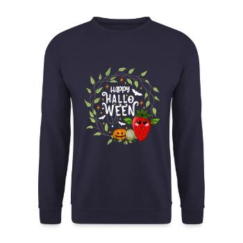 Happy Halloween strawberry white - Unisex Sweatshirt - navy - Front - Alina (178cm) & Michal (187cm)