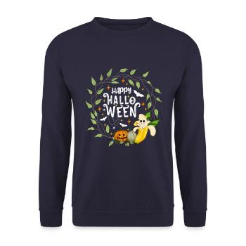 Happy Halloween Banana White - Unisex Sweatshirt - navy - Front - Alina (178cm) & Michal (187cm)