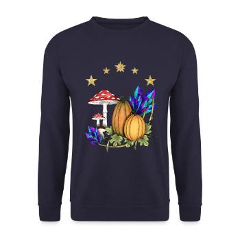 Pumpkins in Magic Land - Unisex Sweatshirt - navy - Front - Alina (178cm) & Michal (187cm)