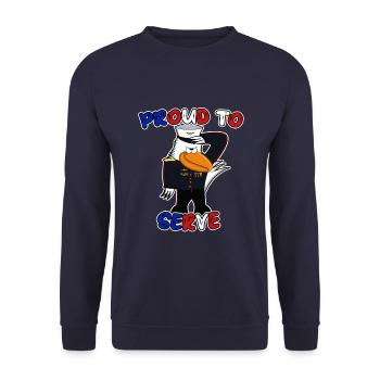 Proud To Serve Pelican - Unisex Sweatshirt - navy - Front - Alina (178cm) & Michal (187cm)