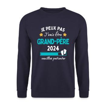 Je peux pas j'vais être Grand-père 2024 Futur Papy - Sweat-shirt Unisexe - marine - Devant - Alina (178cm) & Michal (187cm)