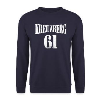 Kreuzberg 61 Grunge Vintage Design Berlin District - Unisex Sweatshirt - navy - Front - Alina (178cm) & Michal (187cm)