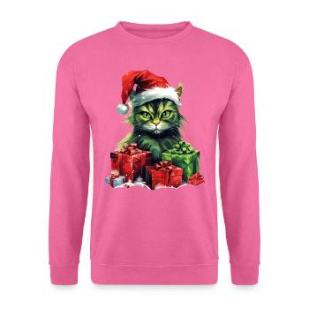 Katze Weihnachten Weihnachtselfe Geschenke Mütze - Unisex Pullover - Pink - Vorne