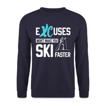 Cross Country Skiing XC Excuses Nordic Skiing - Unisex Sweatshirt - navy - Front - Alina (178cm) & Michal (187cm)