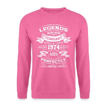 50th Birthday Original February Vintage 1974 - Unisex Sweatshirt - pink - Front