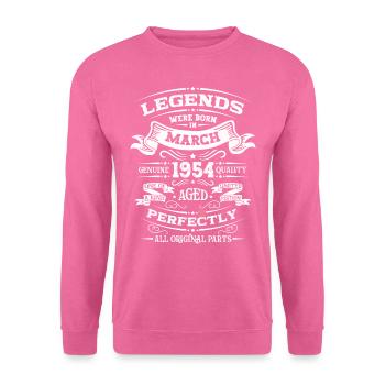 70e anniversaire Légendaire depuis mars Né en 1954 - Sweat-shirt Unisexe - rose - Devant