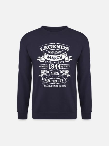 80. Geburtstag Legendär seit März, Jahrgang 1944 - Unisex Pullover - Navy
