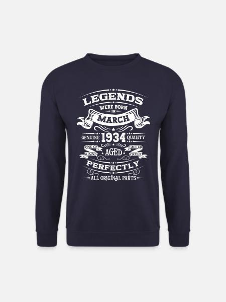 90. Geburtstag Legendär Seit März Jahrgang 1934 - Unisex Pullover - Navy