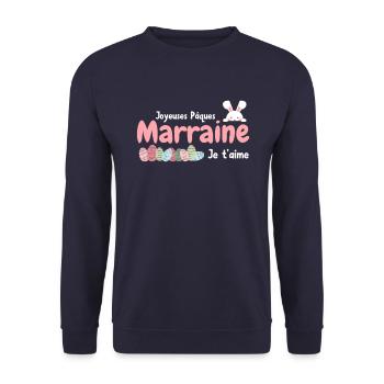 Joyeuses pâques Marraine Cadeau Humour - Sweat-shirt Unisexe - marine - Devant - Alina (178cm) & Michal (187cm)