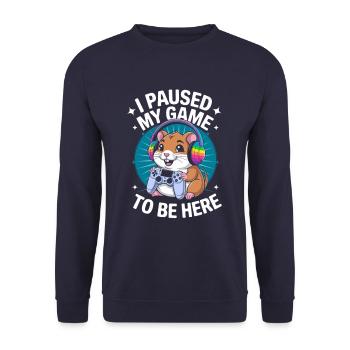 Break for you: Gamer Hamster! - Unisex Sweatshirt - navy - Front - Alina (178cm) & Michal (187cm)