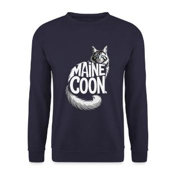 Maine Coon Cat Illustration Design - Unisex Sweatshirt - navy - Front - Alina (178cm) & Michal (187cm)