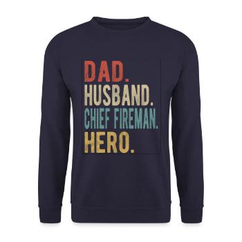 Chief Fireman Dad Husband Hero - Unisex Sweatshirt - navy - Front - Alina (178cm) & Michal (187cm)