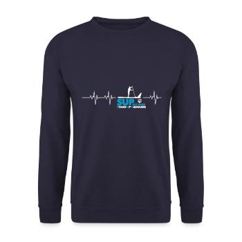 SUP With Dog - Stand Up Paddling Gift - Unisex Sweatshirt - navy - Front - Alina (178cm) & Michal (187cm)