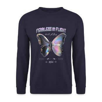 Fearless in Flight Butterfly - Unisex Sweatshirt - navy - Front - Alina (178cm) & Michal (187cm)