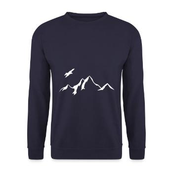 Bergkulisse mit Adler - Unisex Pullover - Navy - Vorne - Alina (178cm) & Michal (187cm)