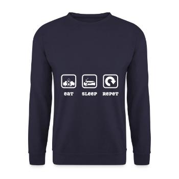 eat sleep repeat - Unisex Sweatshirt - navy - Front - Alina (178cm) & Michal (187cm)
