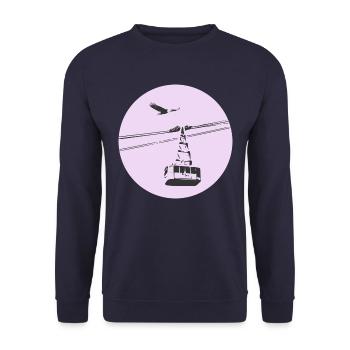 Gondel / Seilbahn mit Adler lila - Unisex Pullover - Navy - Vorne - Alina (178cm) & Michal (187cm)