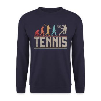 Tennisspieler Evolution von Man Vintage Tennis Liebe - Unisex Pullover - Navy - Vorne - Alina (178cm) & Michal (187cm)