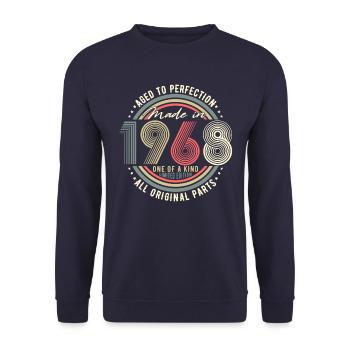 1968 né Vintage Retro 55e anniversaire - Sweat-shirt Unisexe - marine - Devant - Alina (178cm) & Michal (187cm)