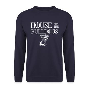 Haus der Bulldoggen - Unisex Pullover - Navy - Vorne - Alina (178cm) & Michal (187cm)