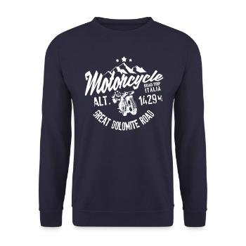 Motorcycle road trip Italia Great Dolomite Road - Unisex Sweatshirt - navy - Front - Alina (178cm) & Michal (187cm)