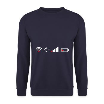 Wi-Fi - Internet - Battery - Unisex Sweatshirt - navy - Front - Alina (178cm) & Michal (187cm)