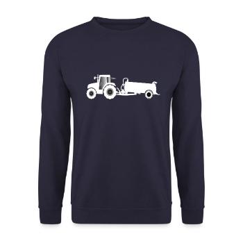 Traktor mit Güllefass Landwirt Bauer - Unisex Pullover - Navy - Vorne - Alina (178cm) & Michal (187cm)