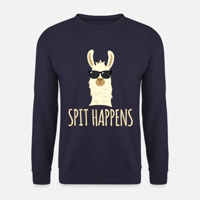 Llama Lama Spit Happens Funny Alpaca - Unisex Pullover - Navy
