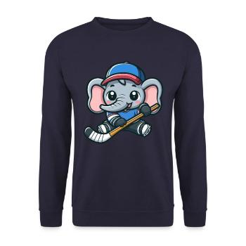 Conception de bande dessinée de hockey sur glace éléphant mignon - Sweat-shirt Unisexe - marine - Devant - Alina (178cm) & Michal (187cm)
