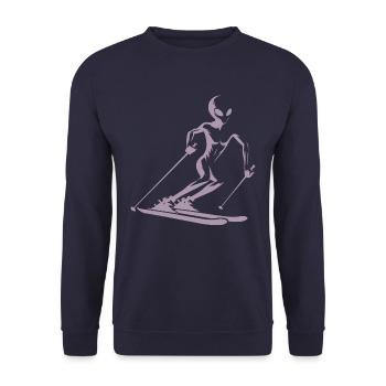 Alien skier silhouette for minimalist - Unisex Sweatshirt - navy - Front - Alina (178cm) & Michal (187cm)