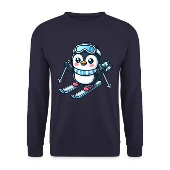 Pinguin Skifahrer Wintersport Abenteuer - Unisex Pullover - Navy - Vorne - Alina (178cm) & Michal (187cm)