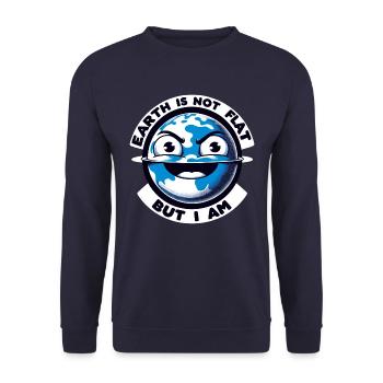 Flat Earth Humor: Satire & Ironic Jokes - Unisex Sweatshirt - navy - Front - Alina (178cm) & Michal (187cm)