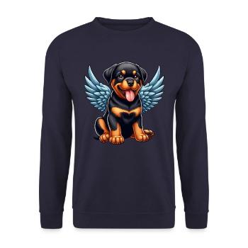 Mignon Rottweiler Angel Chibi Dessin animé - Sweat-shirt Unisexe - marine - Devant - Alina (178cm) & Michal (187cm)