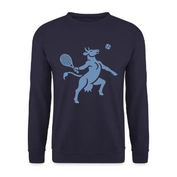 Cow Tennis Balloon Silhouette Minimalist - Unisex Sweatshirt - navy - Front - Alina (178cm) & Michal (187cm)