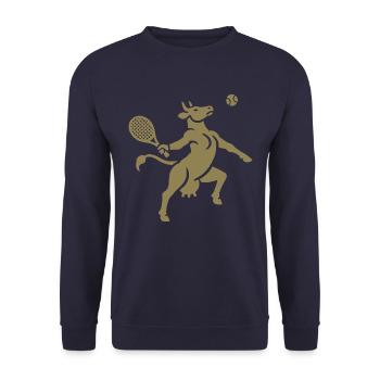 Cow Tennis Balloon Silhouette Minimalist - Unisex Sweatshirt - navy - Front - Alina (178cm) & Michal (187cm)