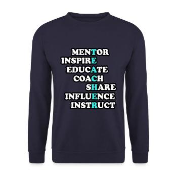 Funny Teacher Gift - Geschenk für Lehrerin - Unisex Pullover - Navy - Vorne - Alina (178cm) & Michal (187cm)