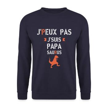 J peux pas je suis papa saurus - Sweat-shirt Unisexe - marine - Devant - Alina (178cm) & Michal (187cm)